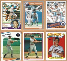 Alan Trammell, Detroit Tigers, 6 card LOT2, all 33+ yrs old, Nr Mint or better