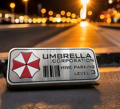3D  Umbrella Corporation Auto Aluminium Aufkleber Sticker Silber KFZ - Bild 1 von 5