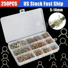 250X Hose Spring Clamps 5-14mm Fastener Fuel Water Line Pipe Air Tube Clips Kit