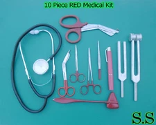 10 Piece RED Medical Kit - Diagnostic EMT Nursing Surgical EMS Student Paramedic