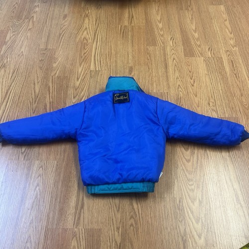 Vintage Color block kids puffer Ski Jacket 80s 90s Retro Blue Red Teal geometric - Picture 11 of 15