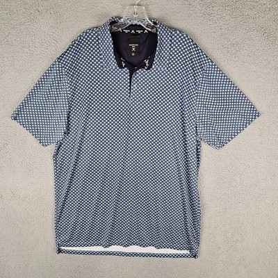 Kenneth Cole Golf Polo Shirt 2XL Blue Check Moisture Wicking UPF 50+ KQ9E51J02L6