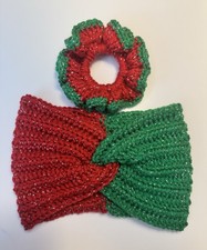 Handmade Crochet Headband  Scrunchie Set   Soft, Stretchy Hair Accessories