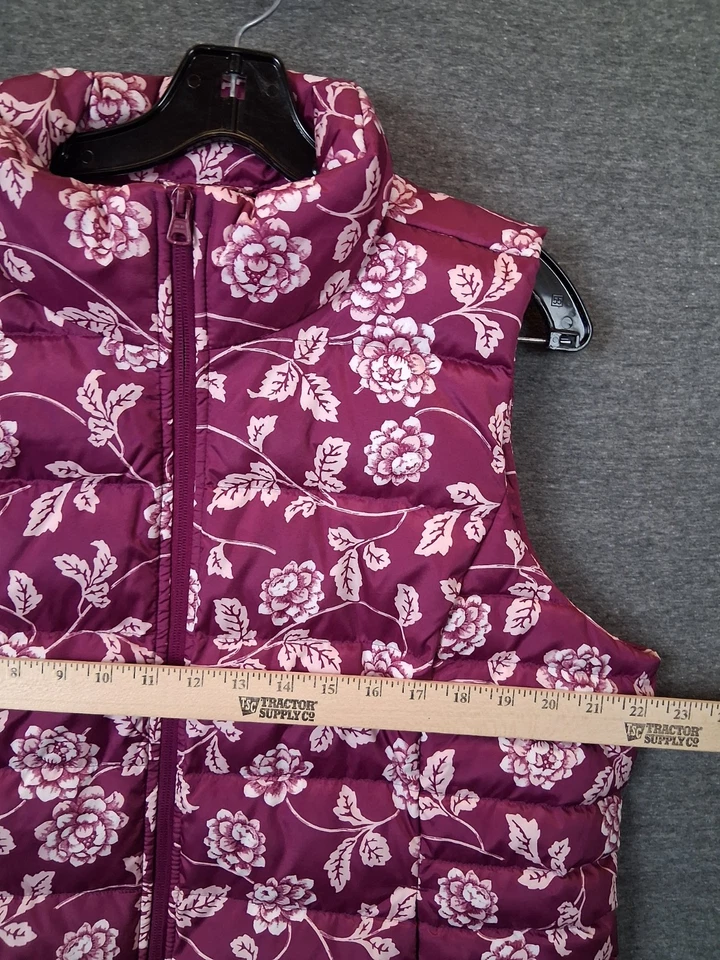 NEW Lands End Womens Jacket XL 18 Purple Floral 600 FP Goose Down Puffer Vest - Image 2 of 4