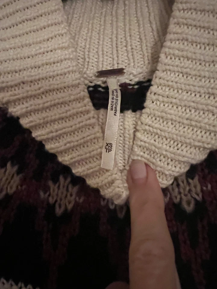 $198 Free People Size xs Scotland Neutral Combo Long Sleeve Mini Dress - Image 3 of 4