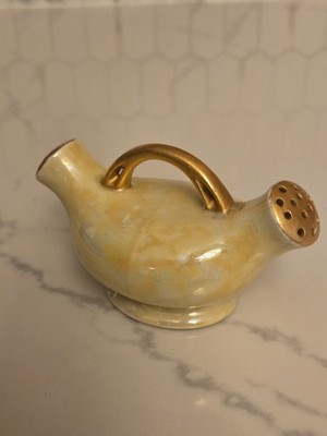 Vintage Lusterware Two In One Salt & Pepper Saker Made In Germany Gold White 4''