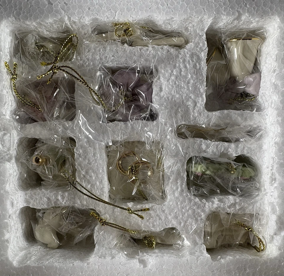 Lenox Wedding Miniature Tree Ornaments Set 12 Bridal Bouquet Dove Heart Bell - Image 2 of 3