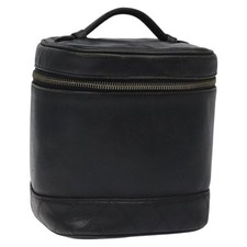 CHANEL Vanity Pouch Pelle di Agnello Nero Oro CC Autore bs26985