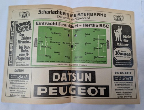 Programm Hertha BSC Berlin Eintracht Frankfurt 78/79 Fußball Bundesliga DFB SGE - Bild 3 von 3