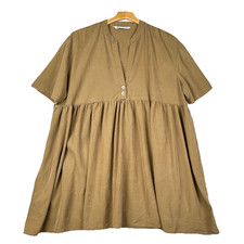 Zara Mini Babydoll Dress Boxy Oversized Deep V Neck Pullover Sz XL Flowy Casual