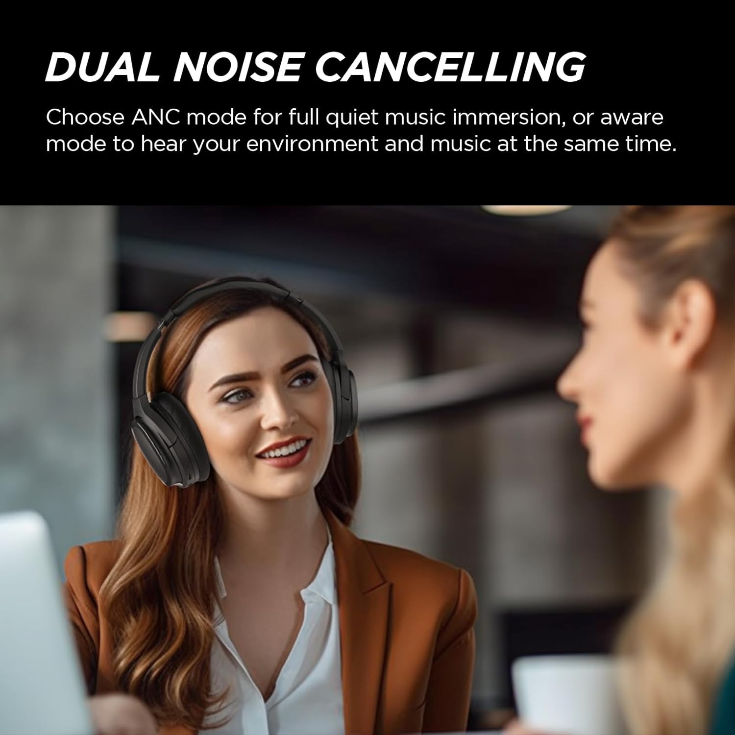 TAPAXIS Hybrid Active Noise Cancelling Headphones - Black