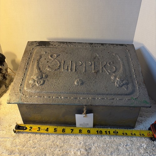 Antique Hand Hammered Metal Entrance Slipper Storage Box