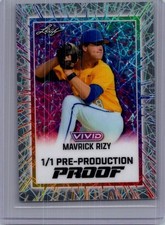Mavrick Rizy 2025 Leaf Vivid Baseball 1/1 Pre Production Proof