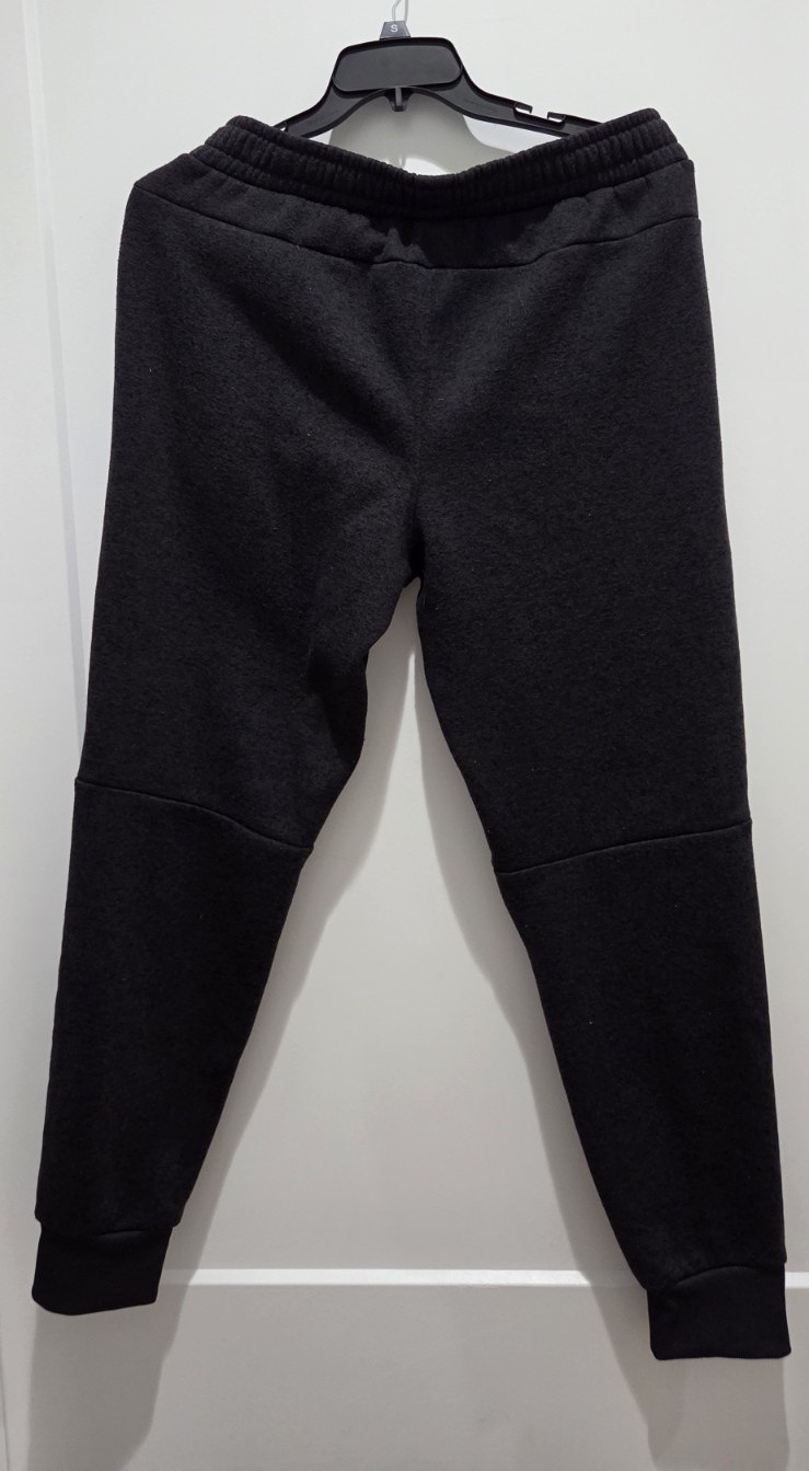 Mitre Men's Black Fleece Jogger Pants L Tapered Pockets Drawstring Gym