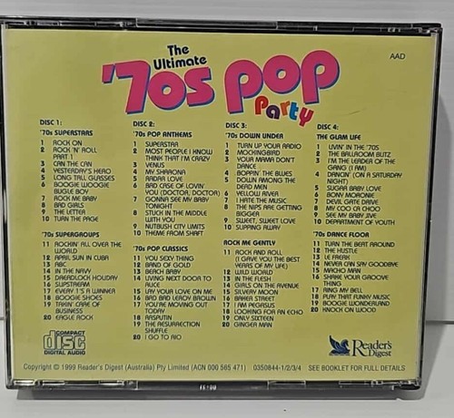 Readers Digest The Ultimate '70s Pop Party 4-CD Box 1999 1970s Original Hits - Picture 2 of 2