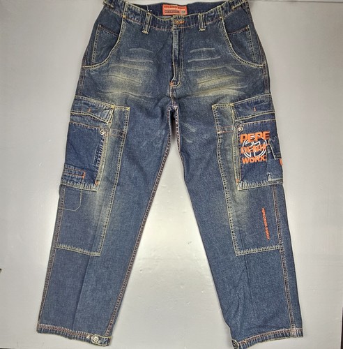 Pepe Jeans London Mens 38x32. Vintage Blue Baggy Wide Leg Cargo Hip-Hop - 第 1/10 張圖片
