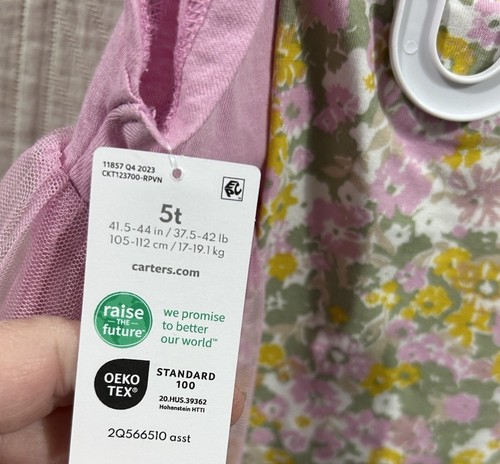 Girls 2 Piece Pink And Floral Pant Set Size 5 T New - Picture 5 of 5