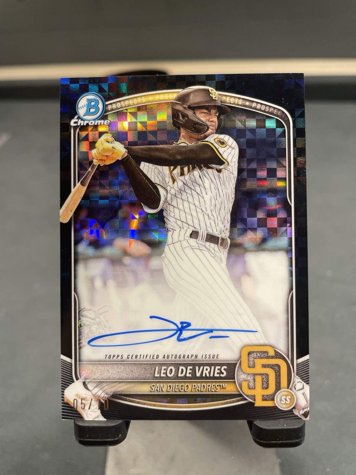 2025 Bowman Chrome - Prospect Auto Leo De Vries #CPA-LD Black Xfractor /10 (RC)