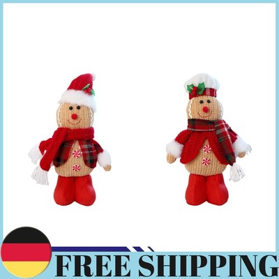 Christmas Gingerbread Man Doll Stuffed Doll for Xmas Party Decor (Santa Hat)