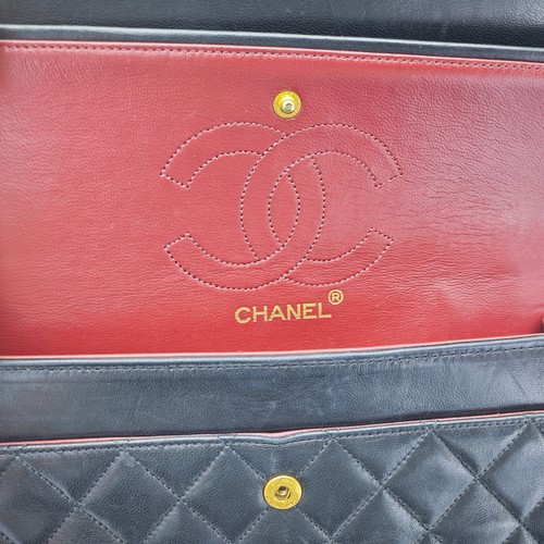 CHANEL Matelasse 25 Double Flap Vintage Chain Shoulder Bag Black Gold - Picture 18 of 24