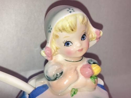 Lefton Dutch Girl Condiment Jam Jar with Spoon 2697 - Picture 2 of 9
