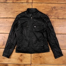 Vintage Ed Hardy Lederjacke XL Biker Motorrad schwarz Damen
