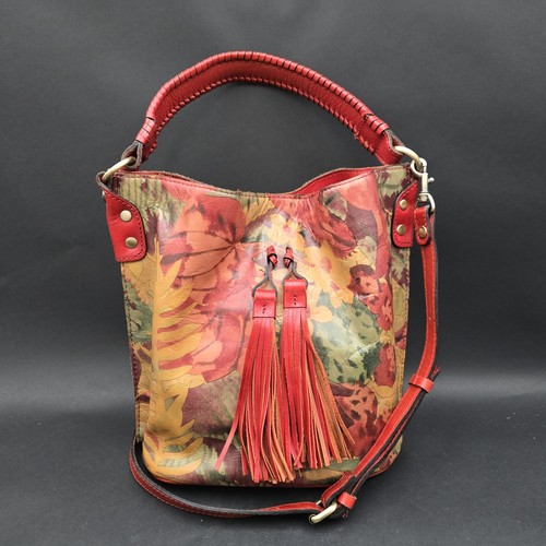 Women’s Handbag Otavia Bucket Bag Red Floral Leather Crossbody Handbag Purse - Picture 2 of 17