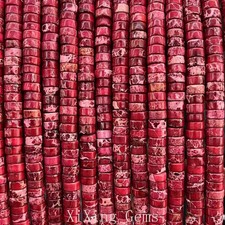3x6mm Red Natural Sediment Jasper Heishi Disc Spacer Beads for Jewelry Making