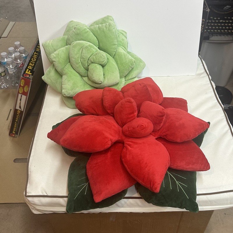 Lot 2 - Rose + Green Philosophy Co Succulent Throw Pillow Plush Green 3D Plant