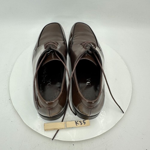 Prada Herren Größe 8,5 Braun Leder Schürze Zehe Schnürung Derby Elegant Schuhe - Bild 9 von 11
