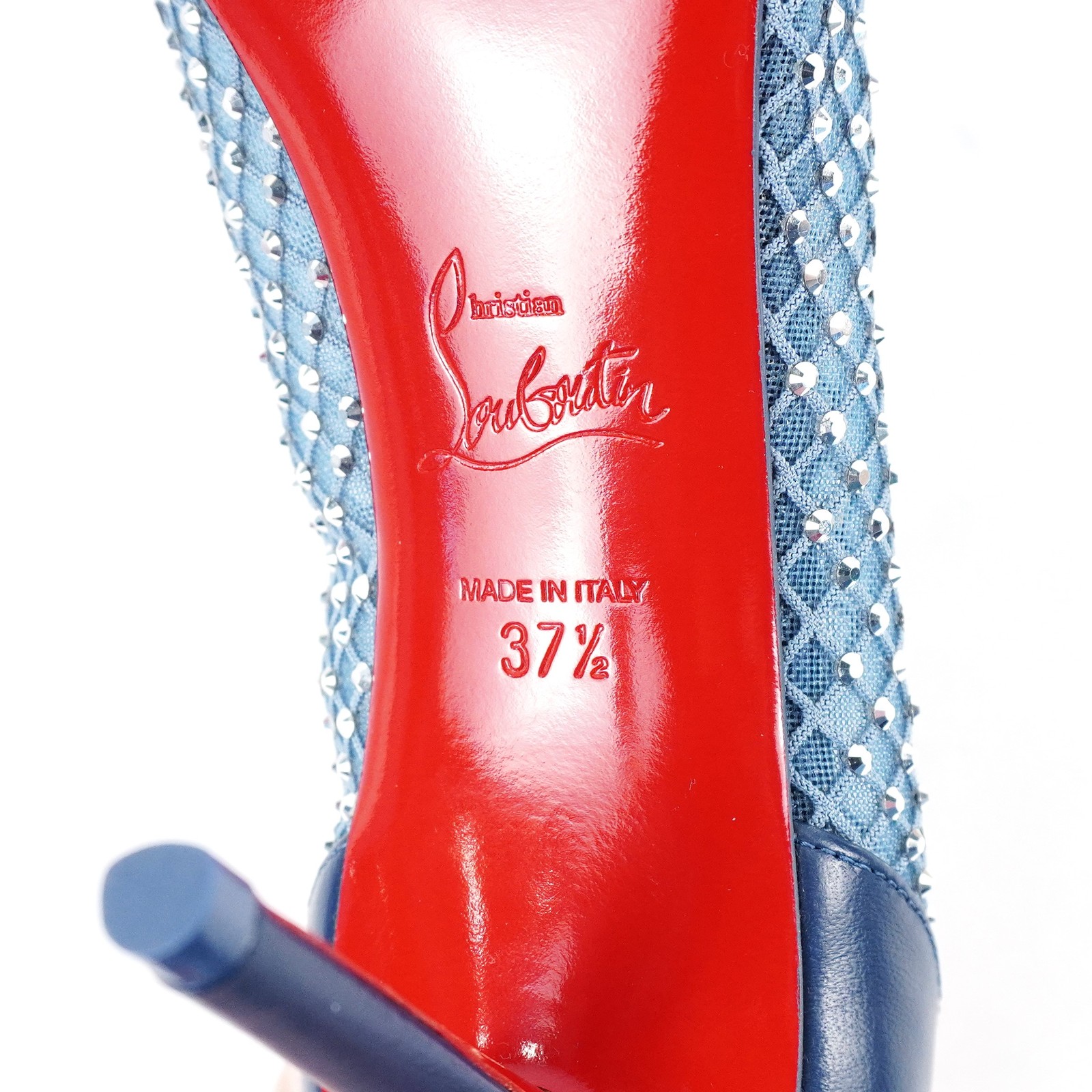 Christian Louboutin Apostropha Crystal Mesh Pumps In Blue - Women's Size EU 37.5