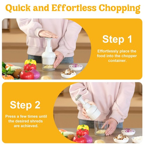 Vegetable Chopper, Food Chopper Manual Hand, Veggie Chop Garlic Onion Salad C... - Picture 4 of 8
