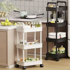 White Plastic 4-Tier Rolling Kitchen Utility Cart Trolley 106 x 30 x 106cm