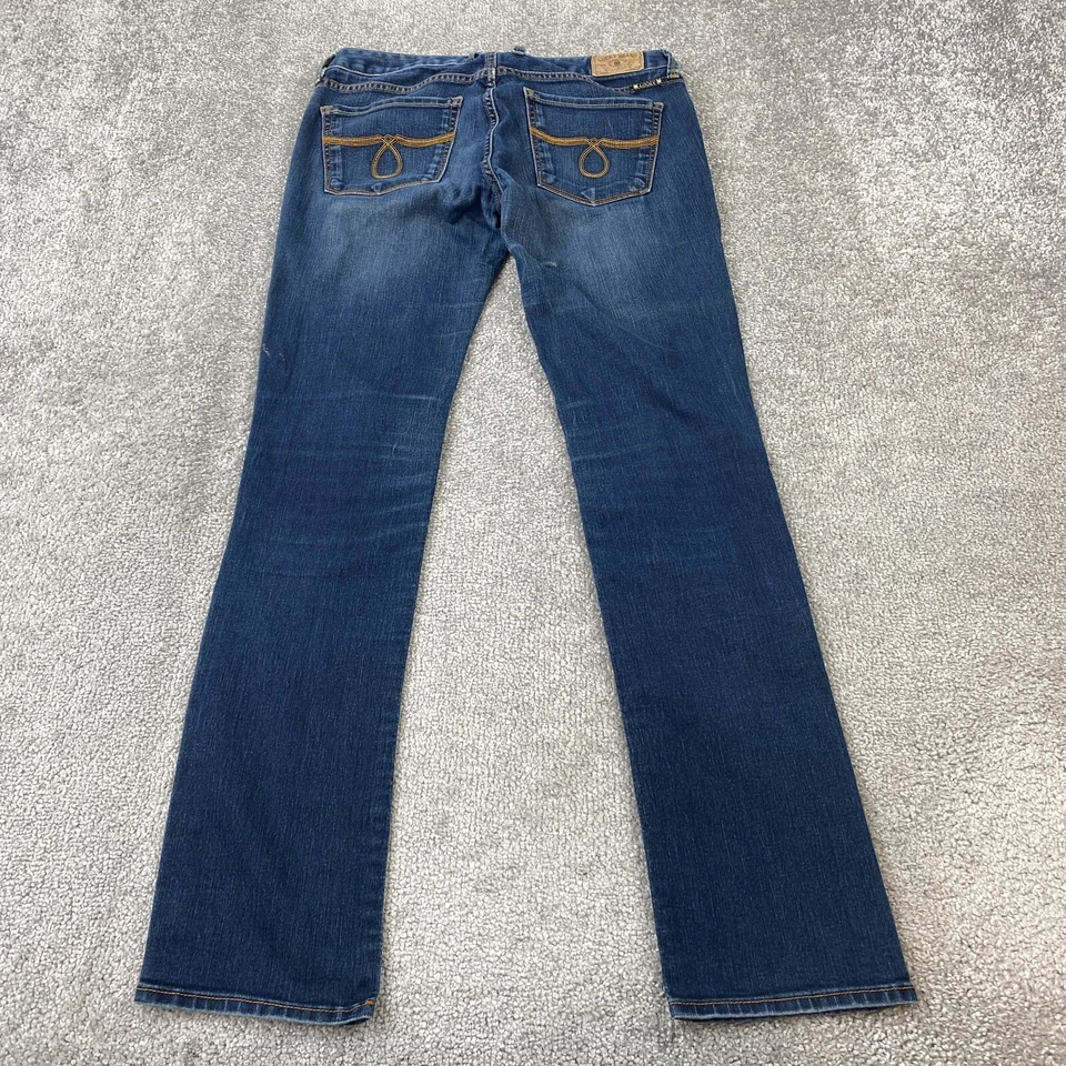 Pantalones de mezclilla rectos Lucky Brand Lolo para mujer 2/26 tobillo azul tiro bajo bigote de 5 bolsillos Foto 4 de 4