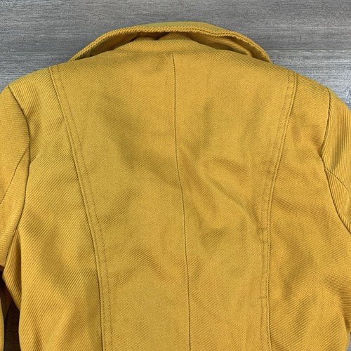 Vtg 90s Y2K Paris Blues Double Breasted Corduroy Pea Coat Women’s Small Yellow - Picture 9 of 17
