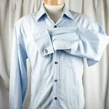 PAUL SMITH French Cuff Blue White Paisley Striped Cotton Men Dress Shirt Size 18