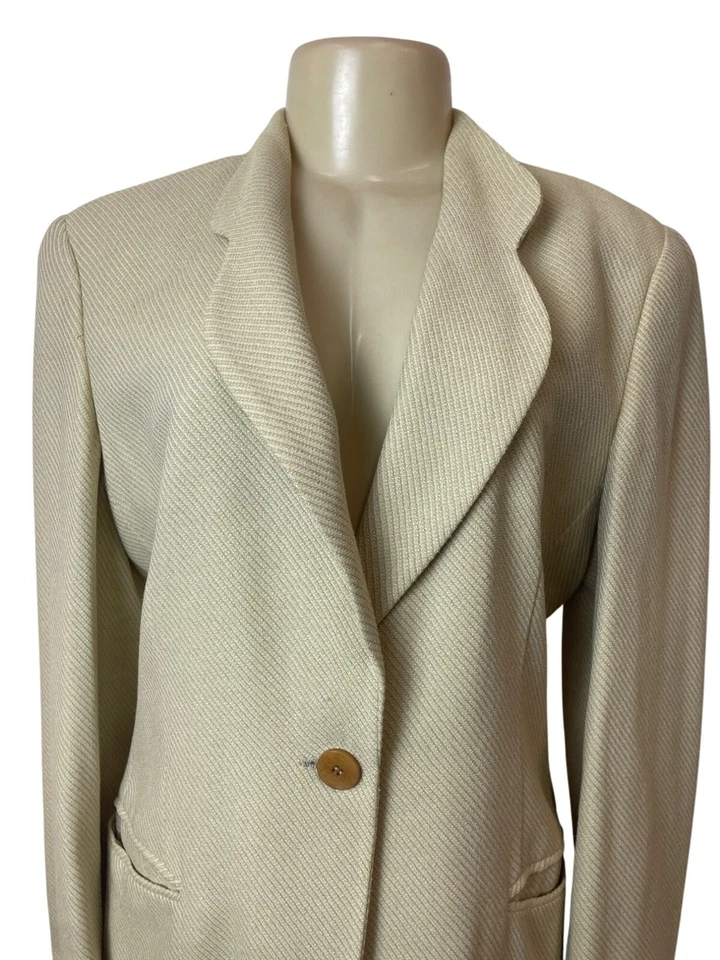 Blazer vintage Giorgio Armani para mujer marrón crema de un solo pecho talla 8 Foto 4 de 4