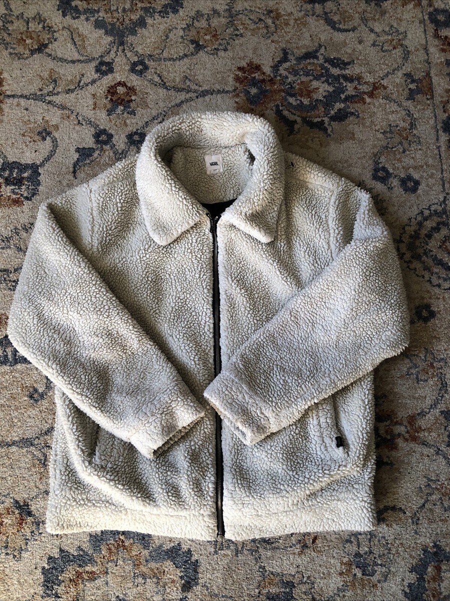 Vans Snow Out Women's Sherpa Full Zip Jacket Size Medium Ivory
