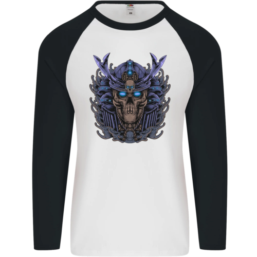 Samurai Skull MMA Martial Arts Gym Training Mens L/S Baseball T-Shirt
