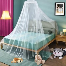 Bed Canopy, Princess Curtain Net for Single to King Large Dome, White