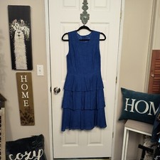 Calvin Klein NWT ROYAL BLUE Midi Sleeveless Fit and Flare Lace Dress Size 6