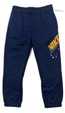 NIKE Boys Size 7 Therma-FIT Athletic Sweat Pant Wordmark Fleece Lined Navy NEW
