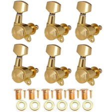 Gold 6R Inline Guitar Tuning Pegs Locking Tuners Machine Key Heads Thread Design