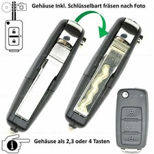 Schlüssel Gehäuse Rohling fräsen für VW Skoda Golf Bora Polo T5 Sharan Multivan 