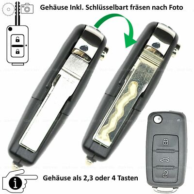 Schlüssel Gehäuse Rohling fräsen für VW Skoda Golf Bora Polo T5 Sharan Multivan 