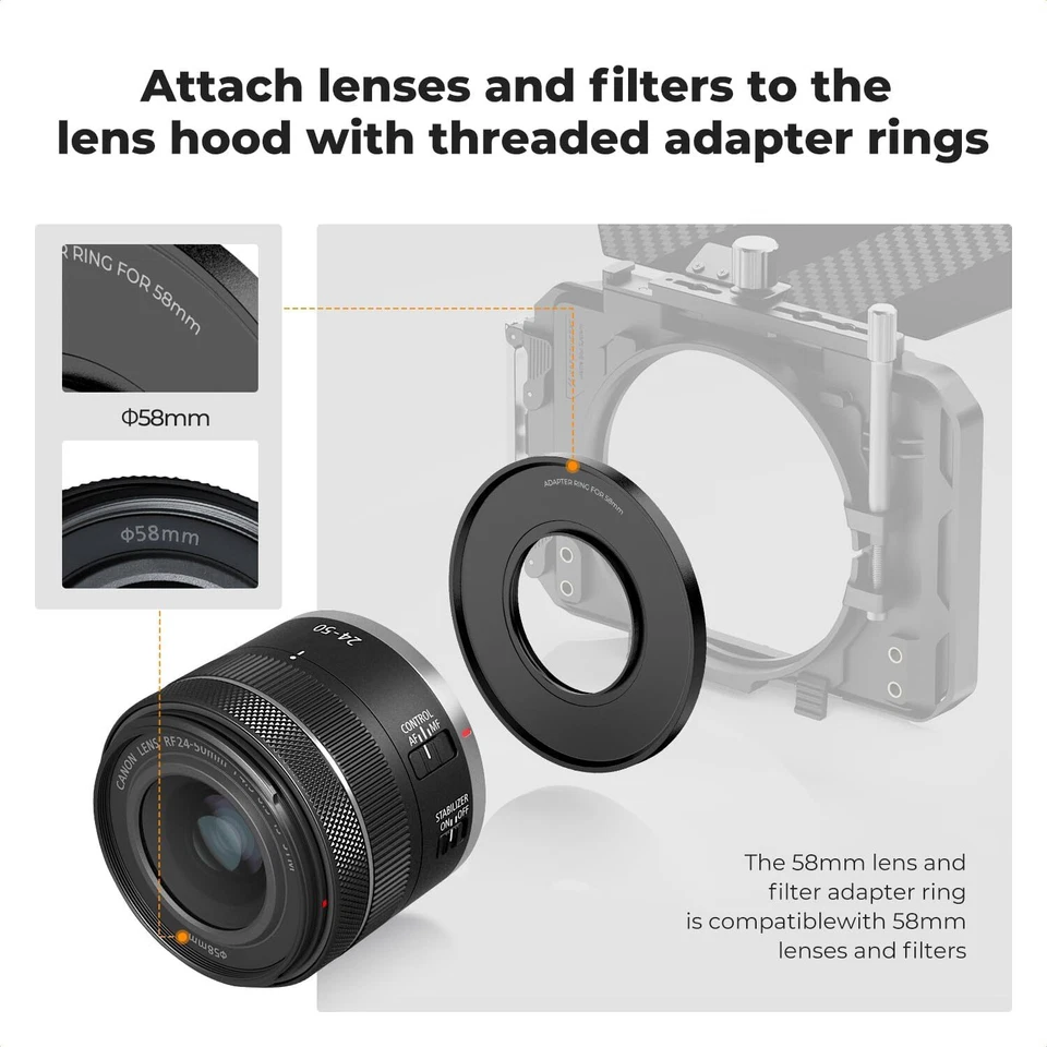 K&F Matte Box Lens Adapter Ring Only for K&F Camera Matte Box 49/52/55/58/62mm - Image 3 of 4