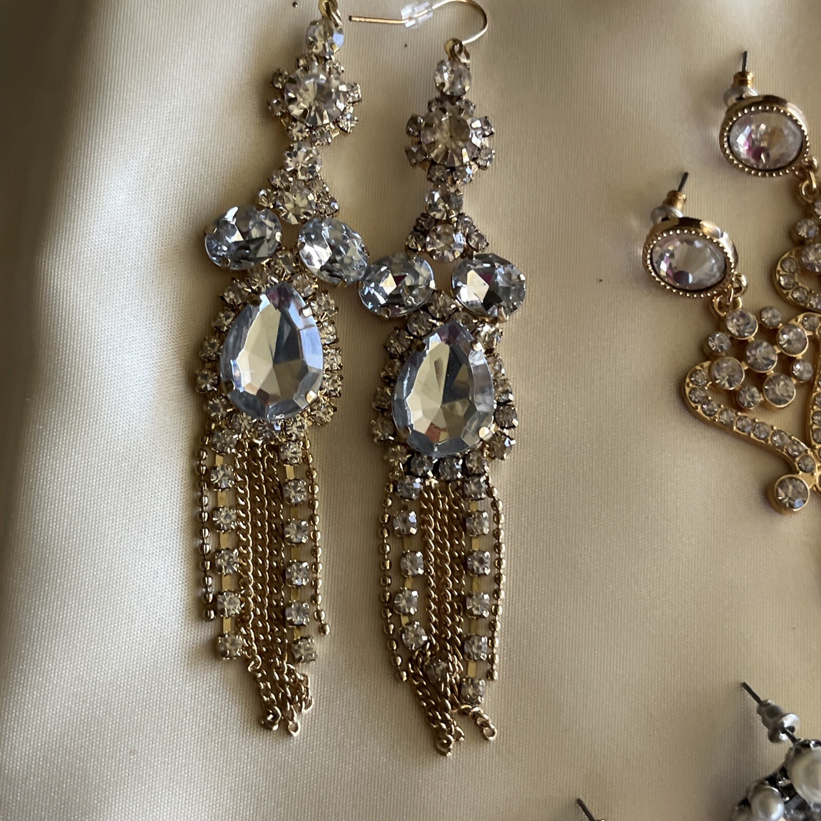 Earrings Pierced Statement Dangling Chandelier Br… - image 4