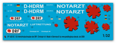 Peddinghaus-Decals 1/32 1620 EC 135 DRF Rescue-Helicopter Christoph 44
