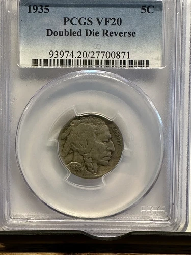 1935 DOUBLED DIE REVERSE PCGS VF 20 NICKEL 5 CENT