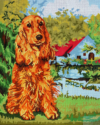 Needlepoint tapestry painted canvas - Dog (20''x24'') Gobelin 14.869